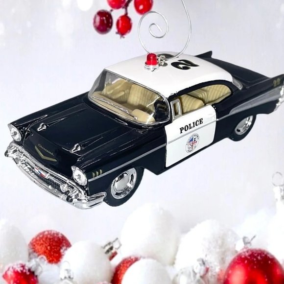 1957 Chevrolet Bel Air Police Cop Car Chevy 5" 1/40 Christmas Tree‎ Ornament - Picture 1 of 7